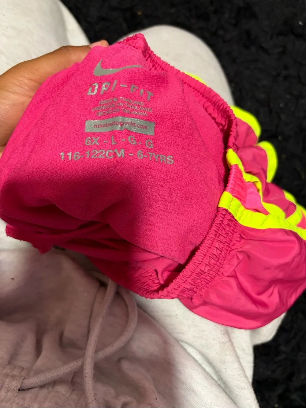 Nike Women's Hot Pink Running Shorts with Neon Yellow Trim